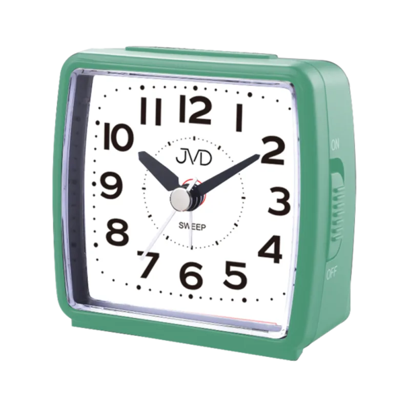 JVD Zelený tichý budík s LED osvětlením s plynulým chodem JVD SRP7602.1