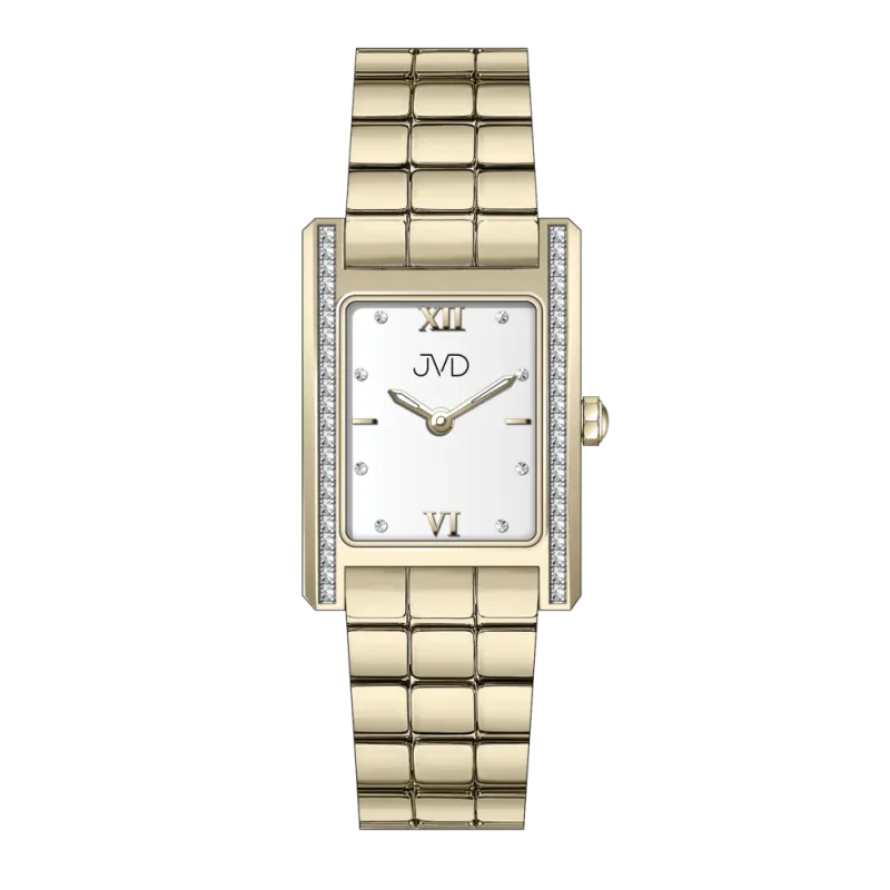 JVD Dámské hranaté zlacené náramkové elegantní šperkové hodinky JVD JG1041.2