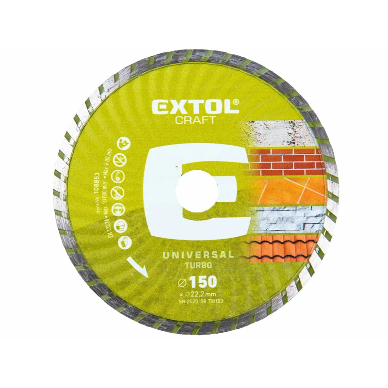 Diamantový rezný kotúč Turbo, 150mm, EXTOL CRAFT