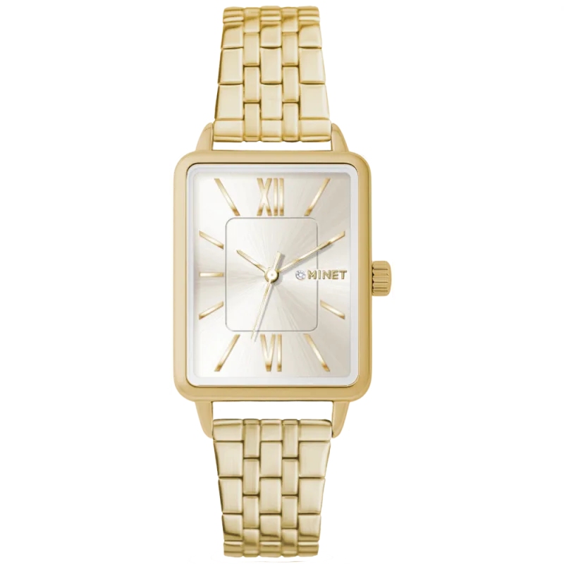 MINET Zlaté dámské hodinky SIENA se zlatým ocelovým řemínkem MWL5419