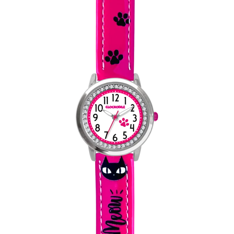CLOCKODILE Růžové dívčí dětské hodinky KOČKY CWG5192