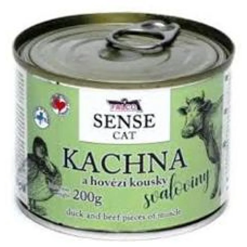 FALCO SENSE Cat kachna a hovězí kousky svaloviny, konzerva 200g