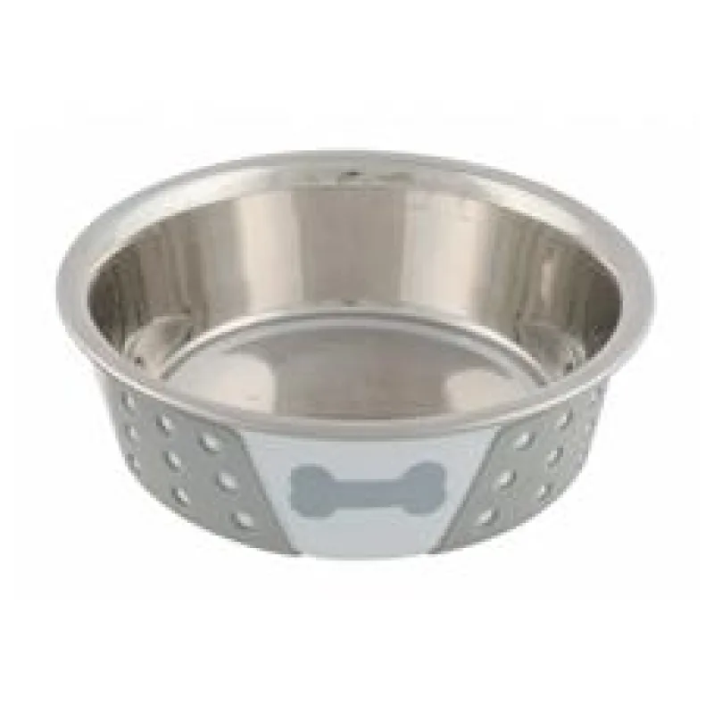 Nerezová miska se silikonovým opláštěním 1,4l/21cm bílo/šedá