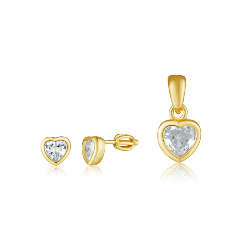 JVD Dámská pozlacená stříbrná souprava se zirkony set SVLS0148SH2GO00