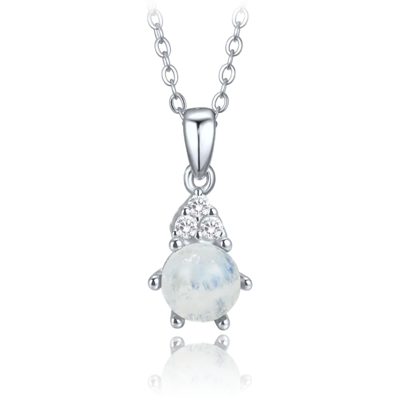 MINET Elegantní stříbrný náhrdelník s měsíčním kamenem a zirkonem