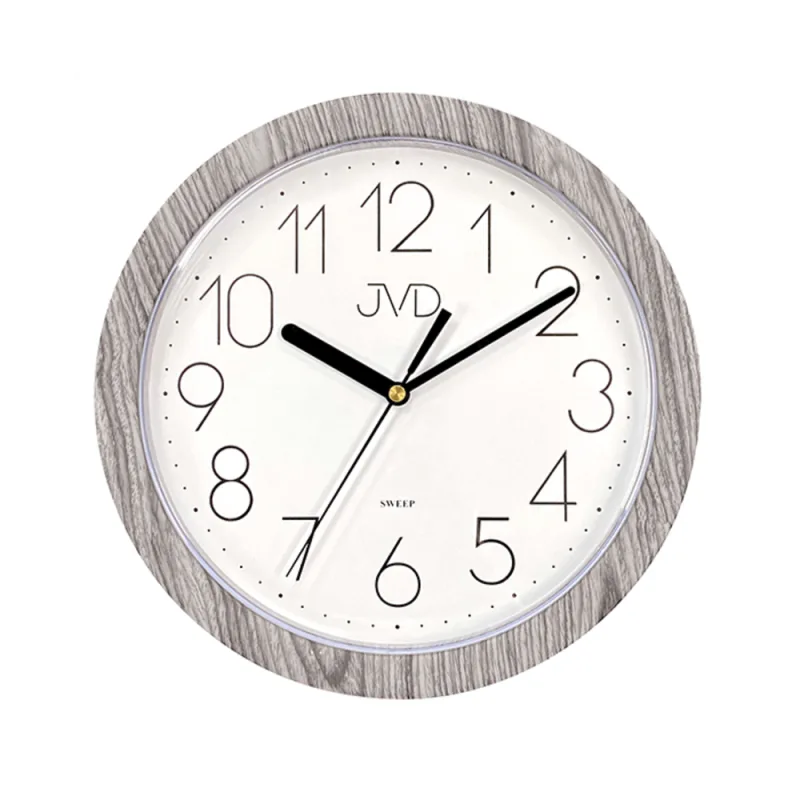 JVD Plastové nástěnné netikající tiché hodiny v imitaci dřeva JVD sweep H612.22