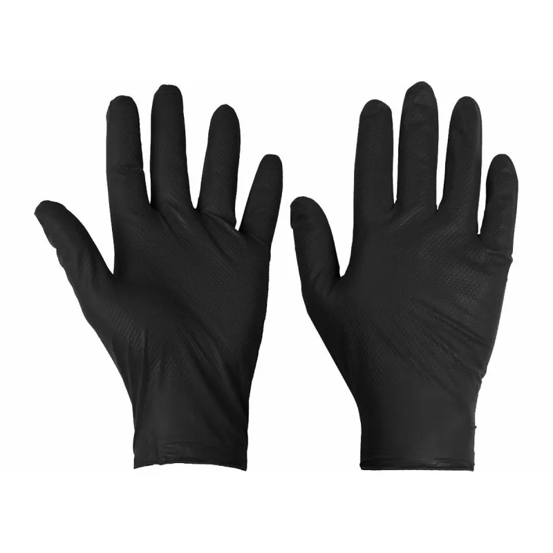 Rukavice nitrilové nepudrované čierne, veľ. XL diamantový povrch 50ks