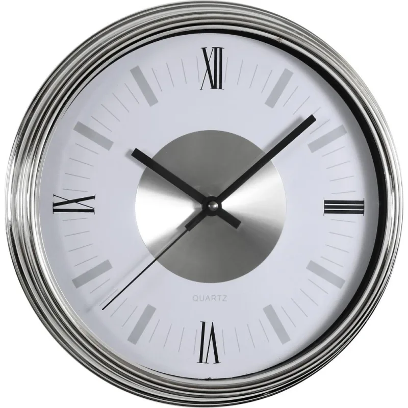 MPM Kulaté stříbrné nástěnné hodiny MPM E01.2974