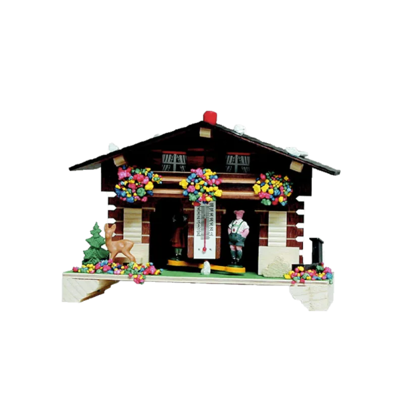 JVD B807 - chaloupky dřevěný barometr ve formě pestrobarevné chaloupky s teploměrem