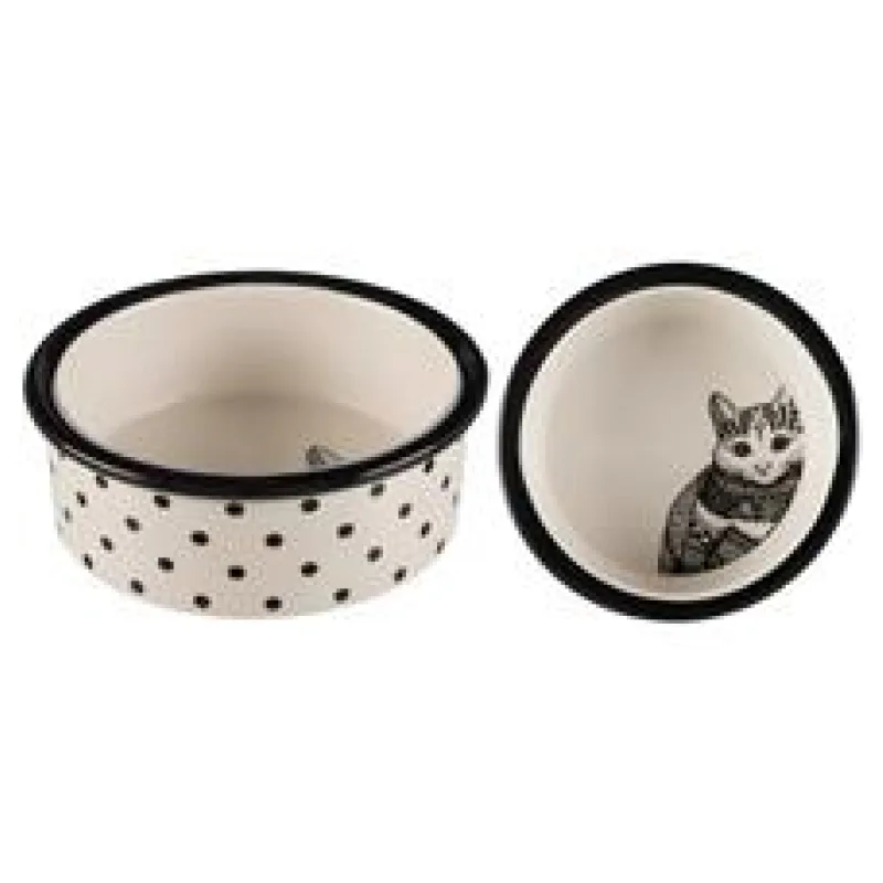 Keramická miska Zentangle pro kočky 0,3l/12 cm bílo/černá