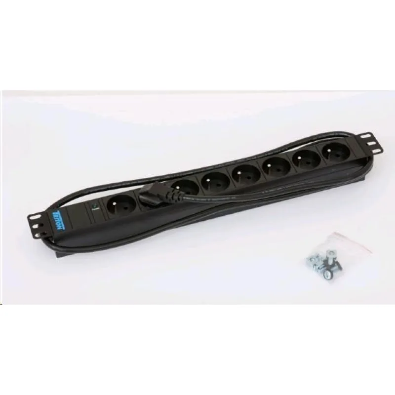 TRITON 19" rozvádzač 8x230V - 2m, svetelný indikátor, čierny RAB-PD-X05…