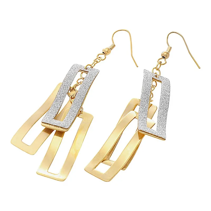 MPM Dámské ocelové nerezové náušnice 5983 - stříbrnozlaté barvy