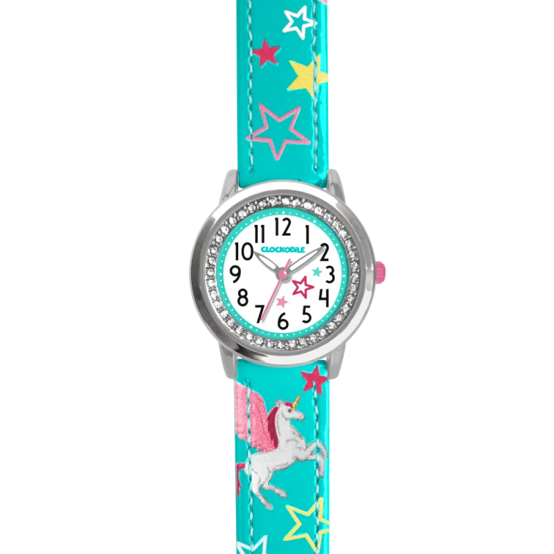 CLOCKODILE Modré tyrkysové dívčí dětské hodinky JEDNOROŽEC CWG5160