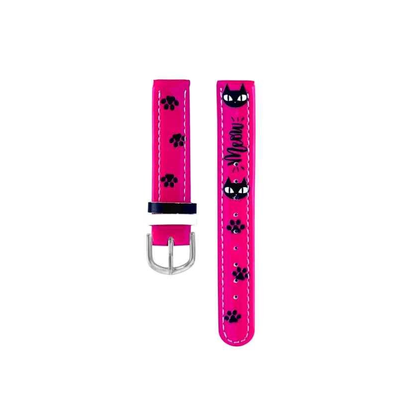 CLOCKODILE Růžový řemínek k dětským hodinkám kočky CSG5192