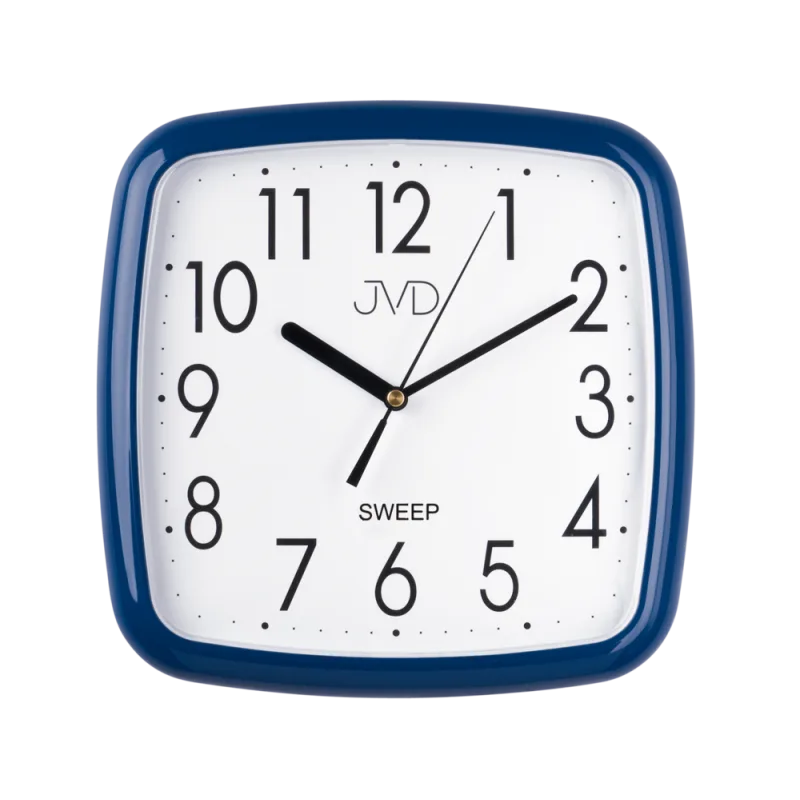 JVD Modré hranaté nástěnné netikající hodiny JVD sweep HP615.12