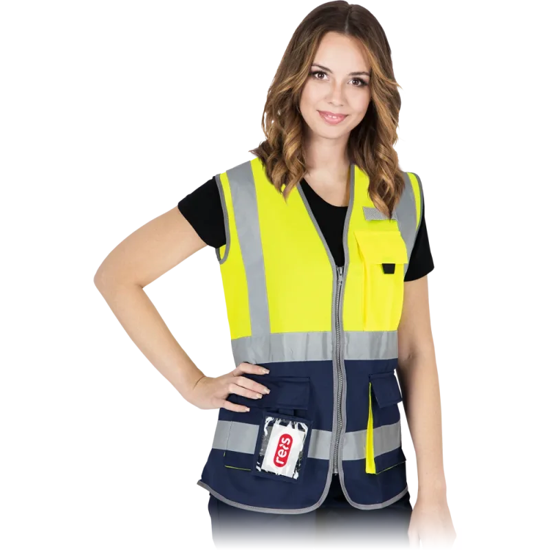 Reis KOS LADY HI-VIS Dámska výstražná vesta žltá/modrá S-3XL