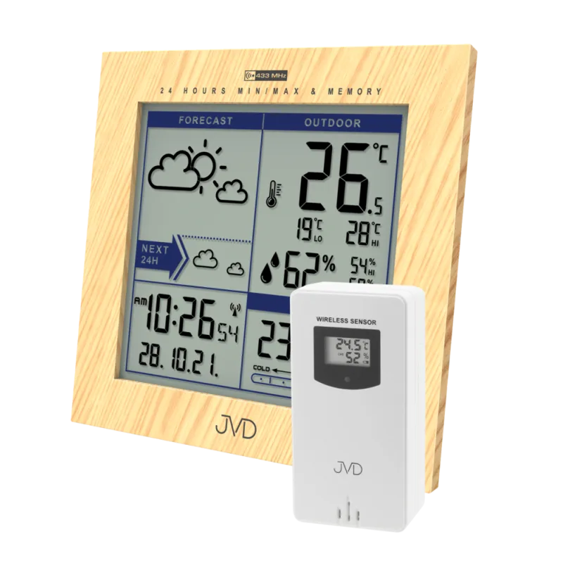 JVD Rádiem řízená meteorologická stanice v imitaci dřeva JVD RB9233.1