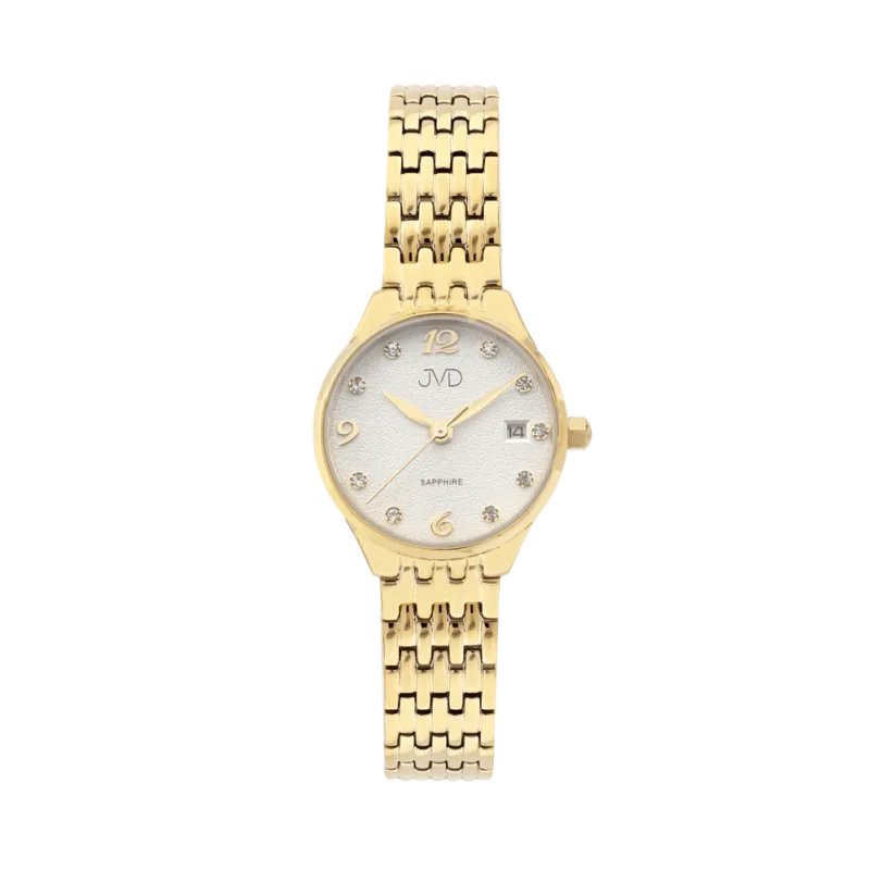 JVD Dámské luxusní zlacené designové hodinky JVD JG1015.3 se safírovým sklem