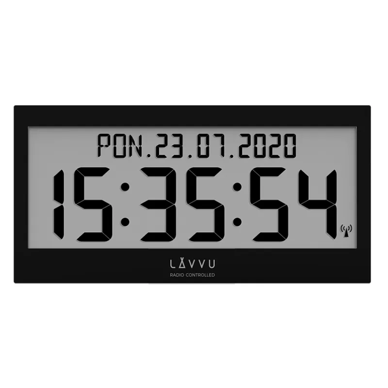 Černé digitální hodiny s češtinou LAVVU MODIG řízené rádiovým signálem LCX0011