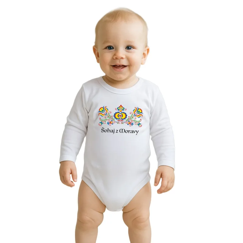 Detské body s potlačou New Baby Ľudový vzor Šohaj jz Moravy