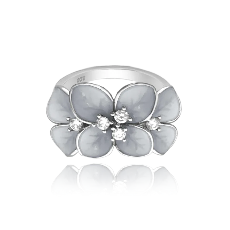 MINET Rozkvetlý stříbrný prsten MINET FLOWERS s bílými zirkony vel. 51 JMAS5034WR51