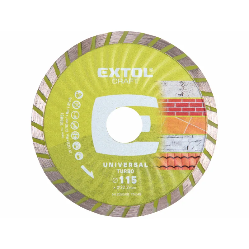 Diamantový rezný kotúč Turbo, 115mm, EXTOL CRAFT