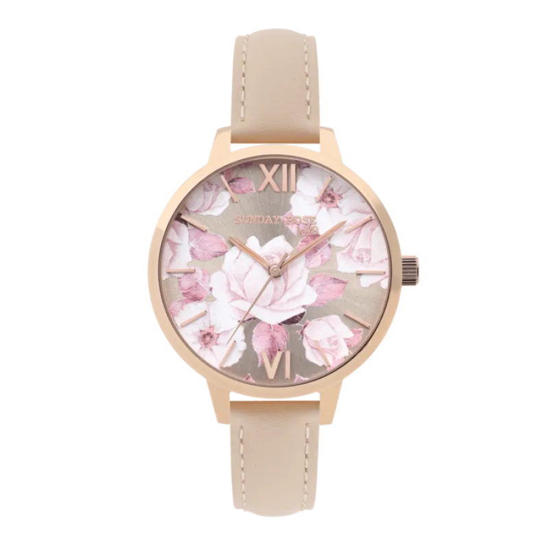 Dámské luxusní designové hodinky SUNDAY ROSE Spirit PEACH SUN-S06