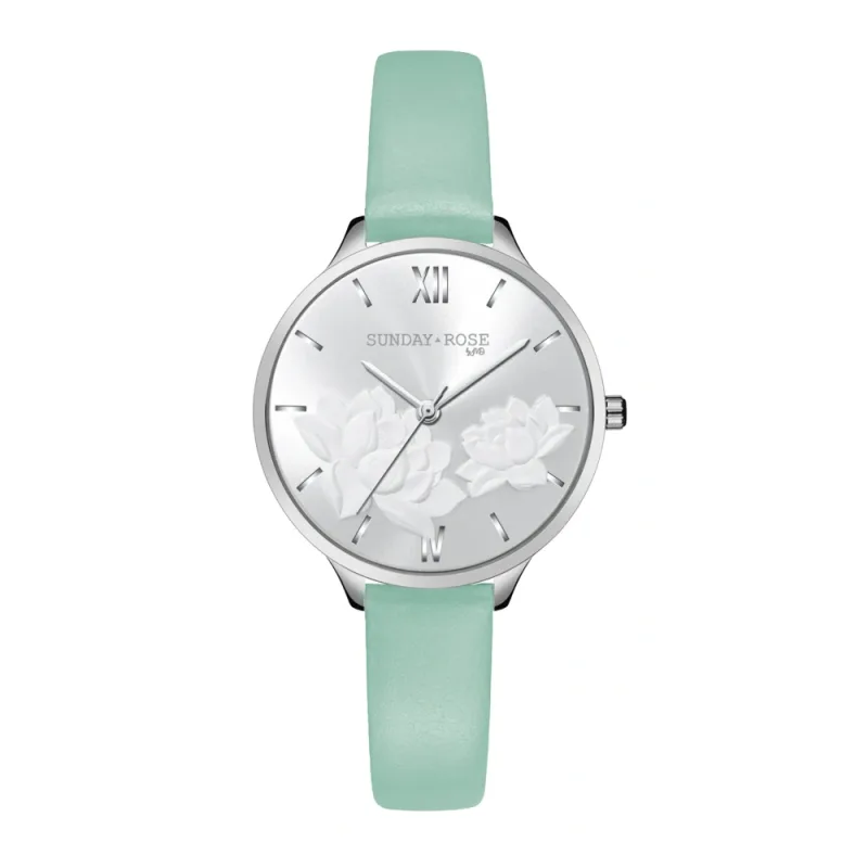 SUNDAY ROSE Dámské luxusní designové hodinky SUNDAY ROSE Fashion Pastel Green SUN-F13