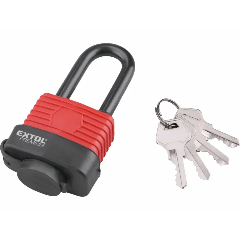 Zámok visací vodeodolný poplastovaný predĺžený, 4 kľúče, 40mm, EXTOL PREMIUM