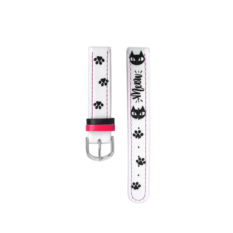 CLOCKODILE Bílý řemínek k dětským hodinkám kočky CSG5191