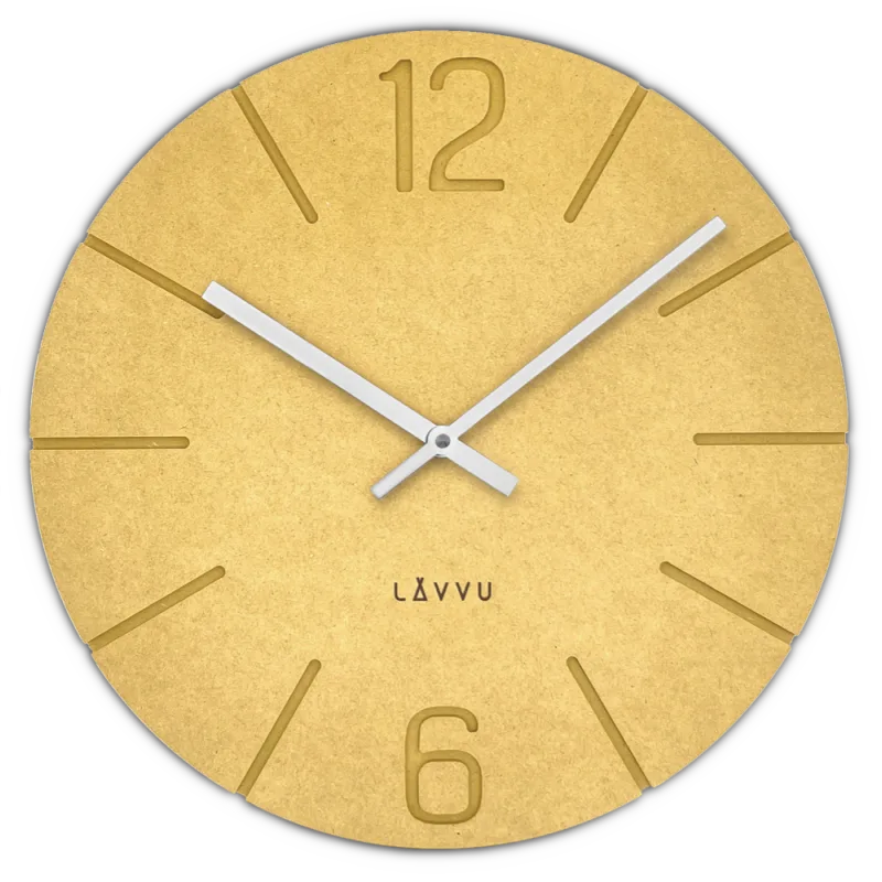 LAVVU Žluté nástěnné hodiny Natur vyrobené v Čechách ⌀34cm LCT5026