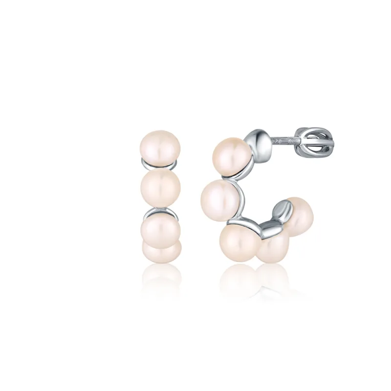 JVD Dámské peckové stříbrné náušnice s perlami na šroubek SVLE3115XH2P1SR