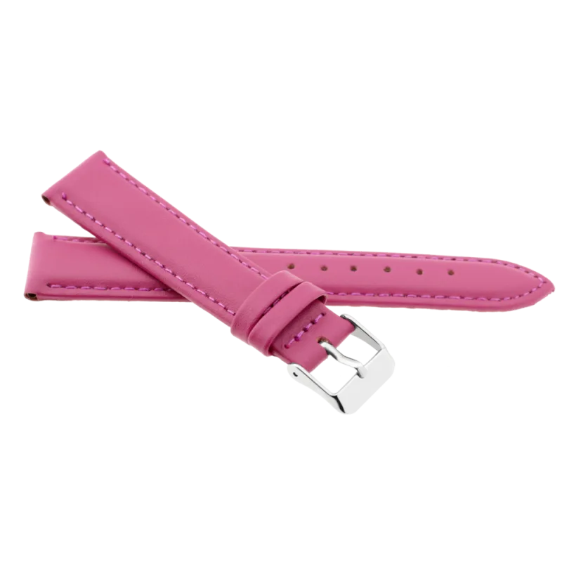 JVD Dámský růžový kožený prošívaný řemínek na hodinky R17423/22