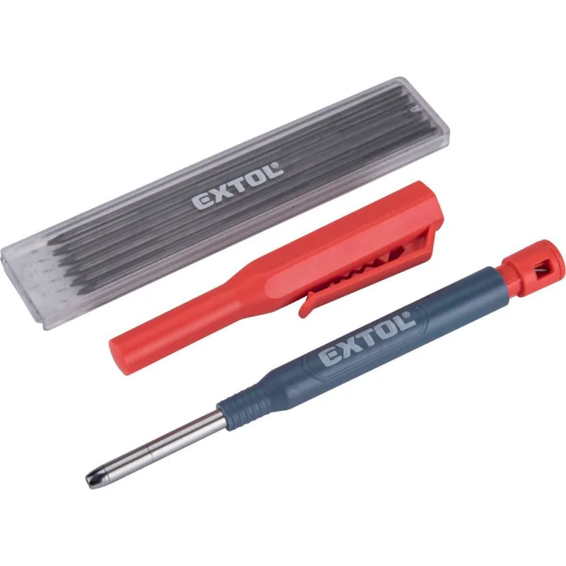 Tesárska ceruzka s vymeniteľnou tuhou, tuha Ø2,8x120mm, EXTOL PREMIUM