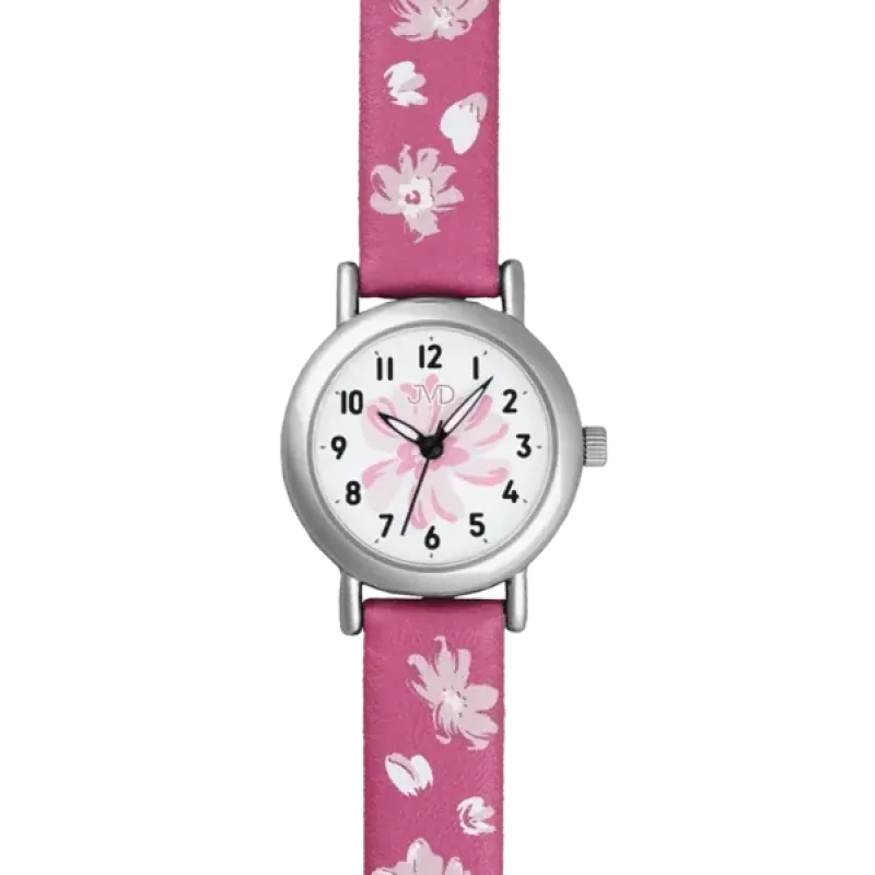 JVD Dětské dívčí růžové květinové hodinky JVD J7226.3