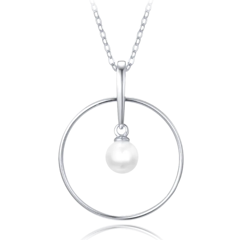 MINET Stříbrný náhrdelník s přírodními perlami JMAS7045SN45