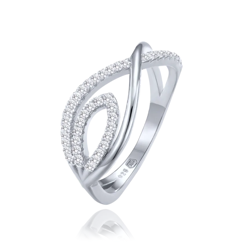 MINET Luxusní stříbrný prsten s bílými zirkony vel. 53 JMAN0559SR53