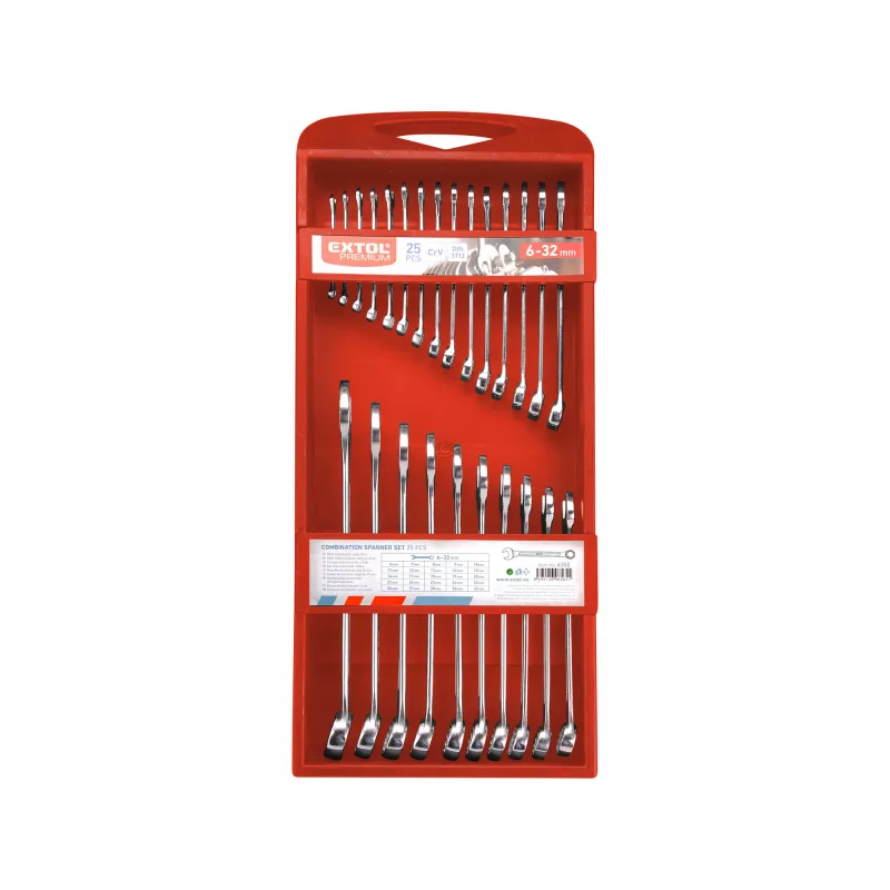 Kľúče očko-vidlicové, 25-dielna, CrV, EXTOL PREMIUM