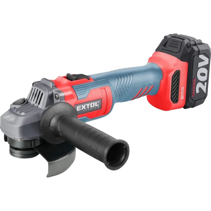 Brúska uhlová aku Share20V, 1x 4Ah, 125mm, bezuhlíkový motor, EXTOL PREMIUM