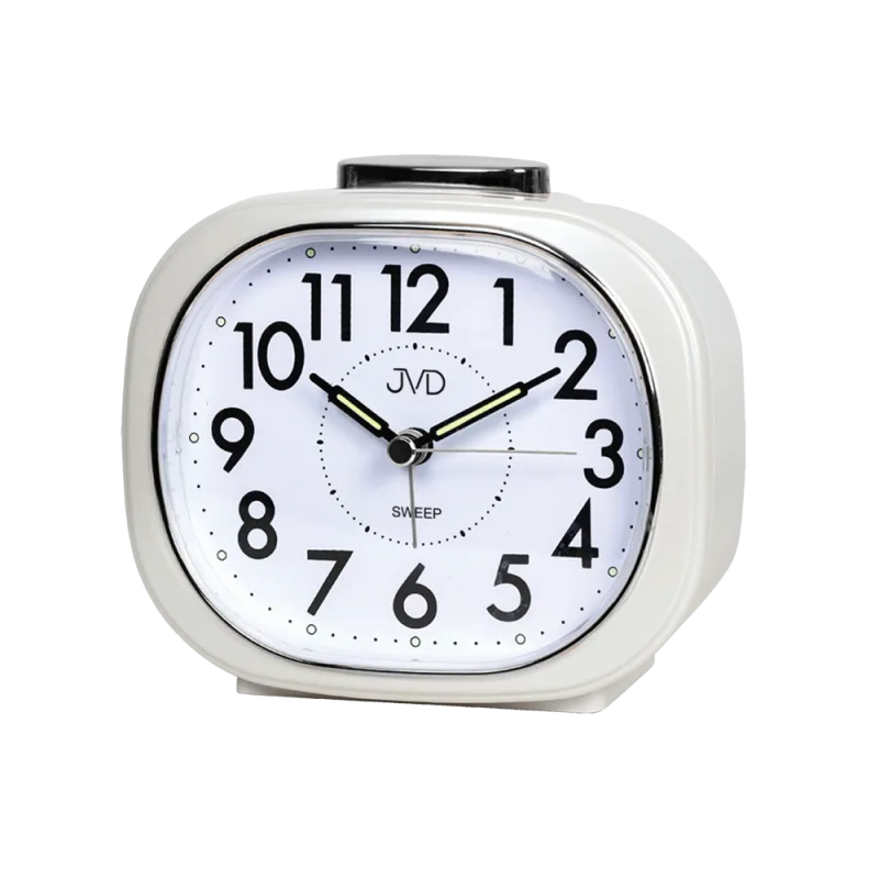 JVD Bílý tichý analogový budík s plynulým chodem JVD SRP2010.3