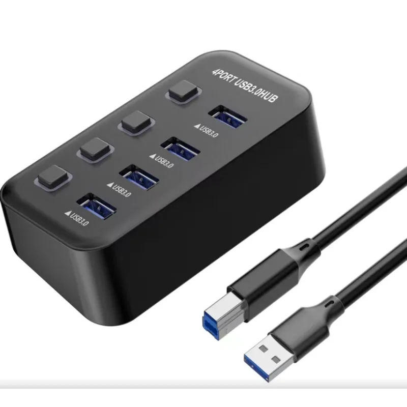PremiumCord USB 3.2 Superspeed HUB 4-portový s vypínačmi portov KU3HUB4G