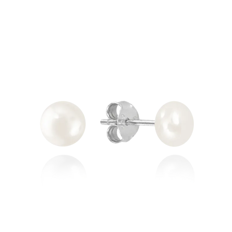 MINET Stříbrné náušnice PERLY - bílé 4 mm