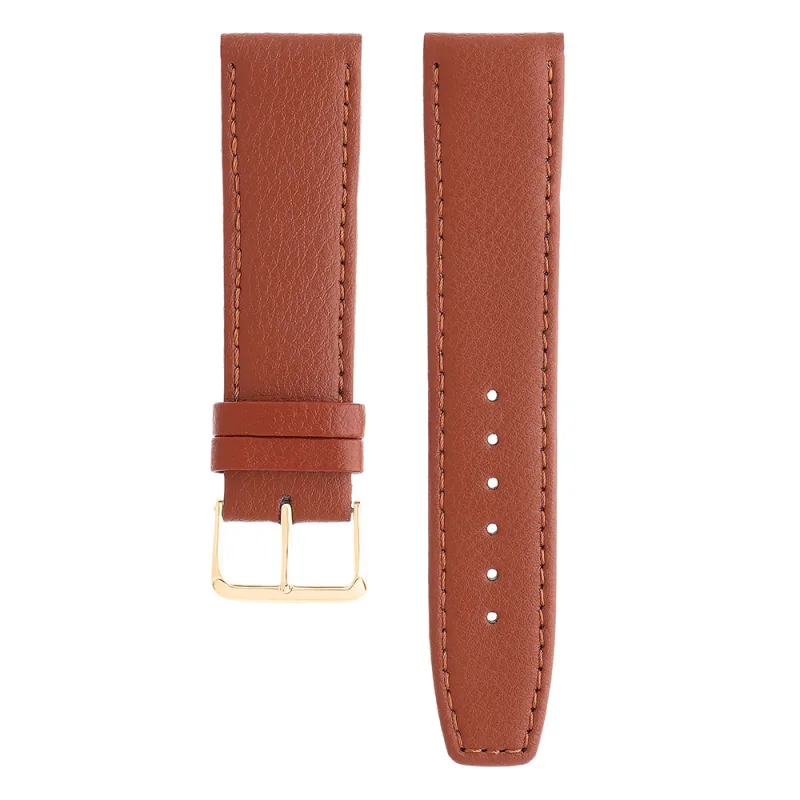 MPM Prošívaný koženkový řemínek s vyraženým bůvolím vzorem RB.15008 (22 mm) - světle hnědý RB.15008.2220.51.L