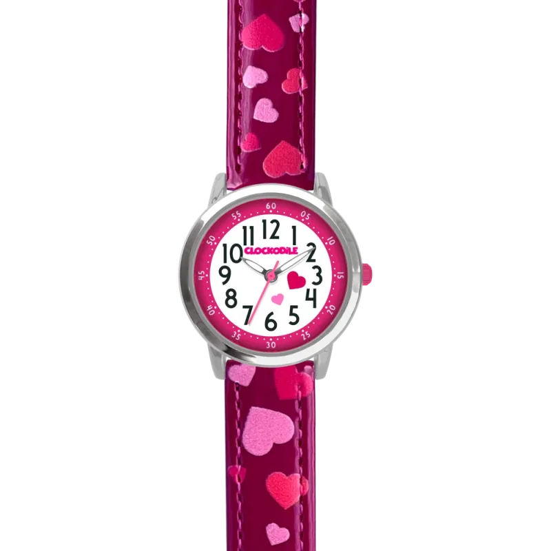CLOCKODILE Náramkové růžové dívčí dětské hodinky SRDÍČKA CWG5212