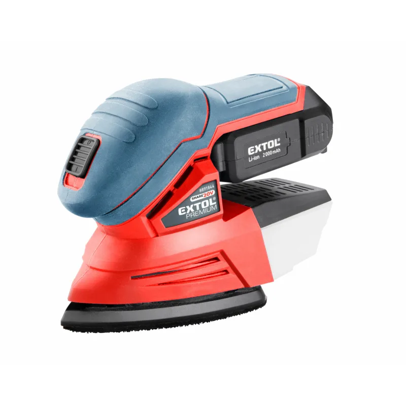 Brúska deltová vibračná aku Share20V, 1x 2Ah, základňa 135×95mm, EXTOL PREMIUM