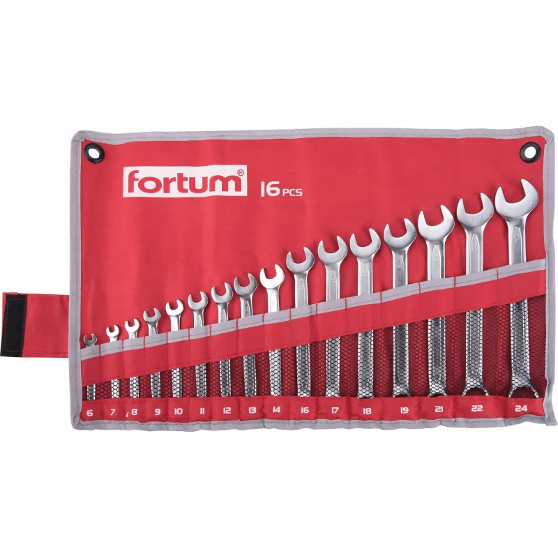 Kľúče očko-vidlicové, 16-dielna sada, 6-24mm, FORTUM