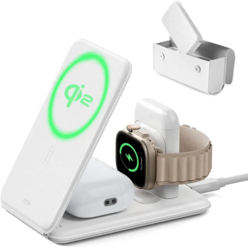 ESR Qi2 3-in-1 Travel Wireless Charging Set - White 2C569A-WH