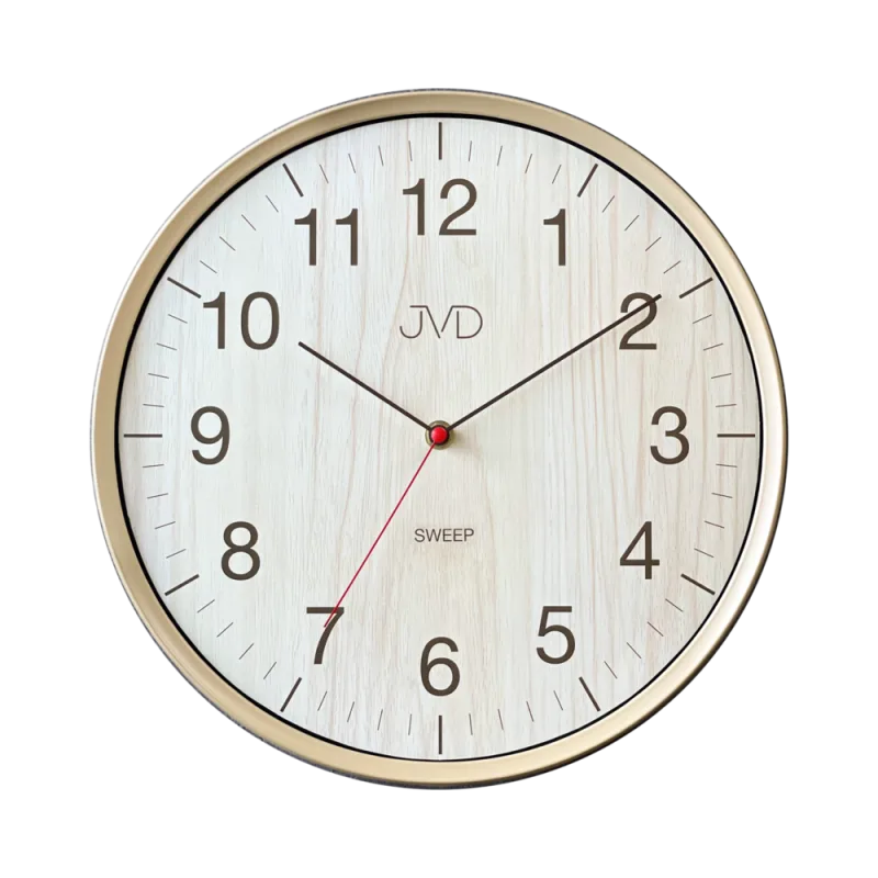 JVD Netikajcí analogové tiché nástěnné hodiny v imitaci dřeva JVD HA17.2