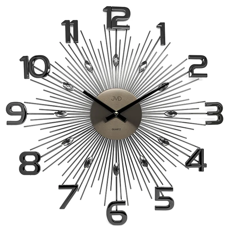 JVD Luxusní paprskovité kovové nástěnné antracitová hodiny JVD HT108.3