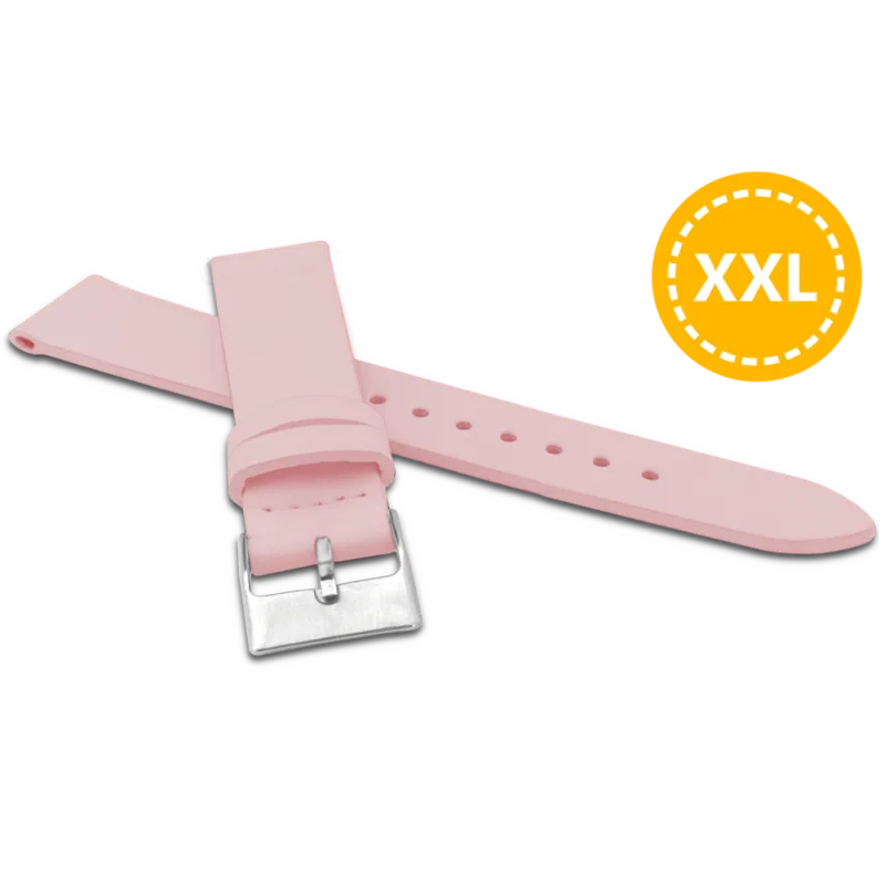 MINET XXL Prodloužený růžový řemínek z luxusní kůže Top Grain - 18 - XXL MSSXP18